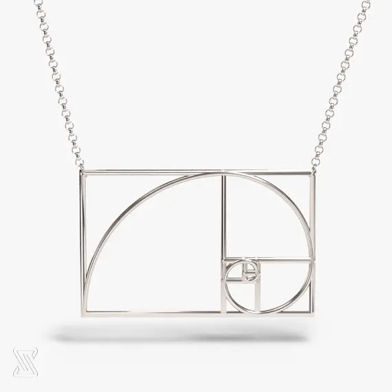 

science jewelry: Fibonacci necklace - silver golden ratio necklace - wearable mathematics - Phi - irrational jewelry