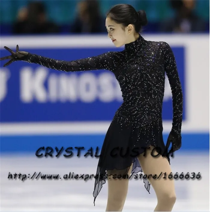 CUSTOM MADE TO FIT Beautiful Figure Skating Dress WITH CRYSTALS 