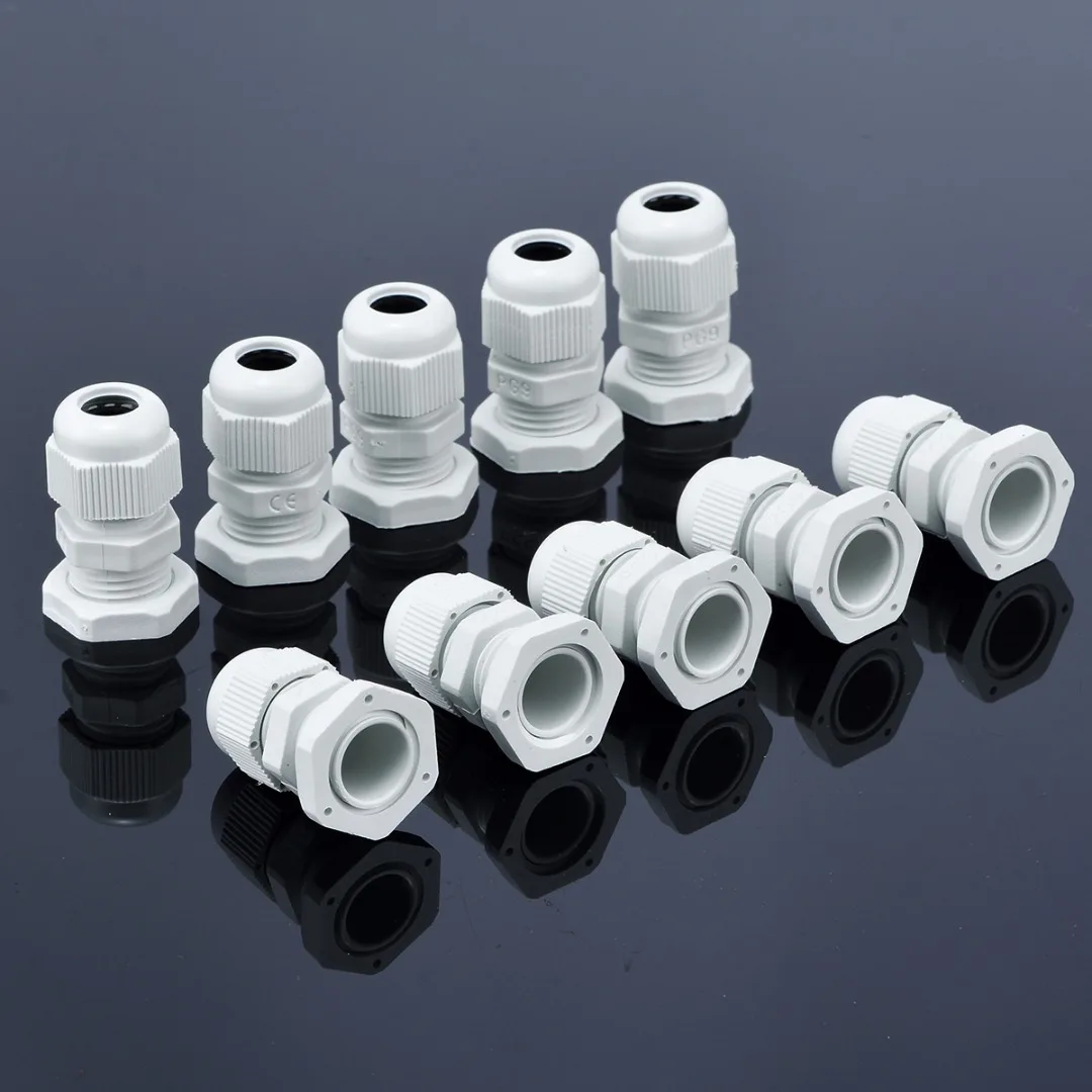 10pcs PG9 Black White Cable Glands Mayitr Waterproof Plastic Nylon Cable Gland Connectors Joints 4-8mm For Electrical Appliances