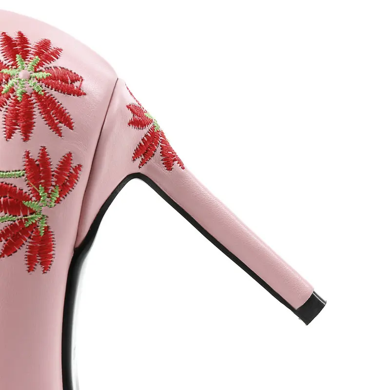 Cuir Parti Pompes Taille Mariage Grande Haute Élégantes De Broder Pointu Bout Rose 42 Femmes Véritable blanc 43 En Dames Talons Chaussures jaune 41 q7aAXwx