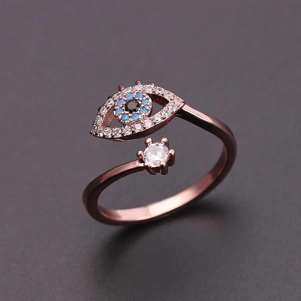 

2019 fashion hot ring devil's eye silver crystal rhinestone open rings adjustable for women girl personality Statement jewelry