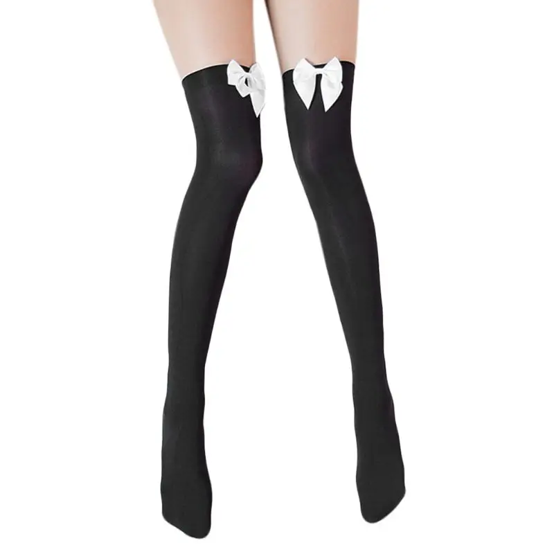 Sexy High Sockings Nylon Elastic on the knee Socks with Bows Thigh for Women and Girls