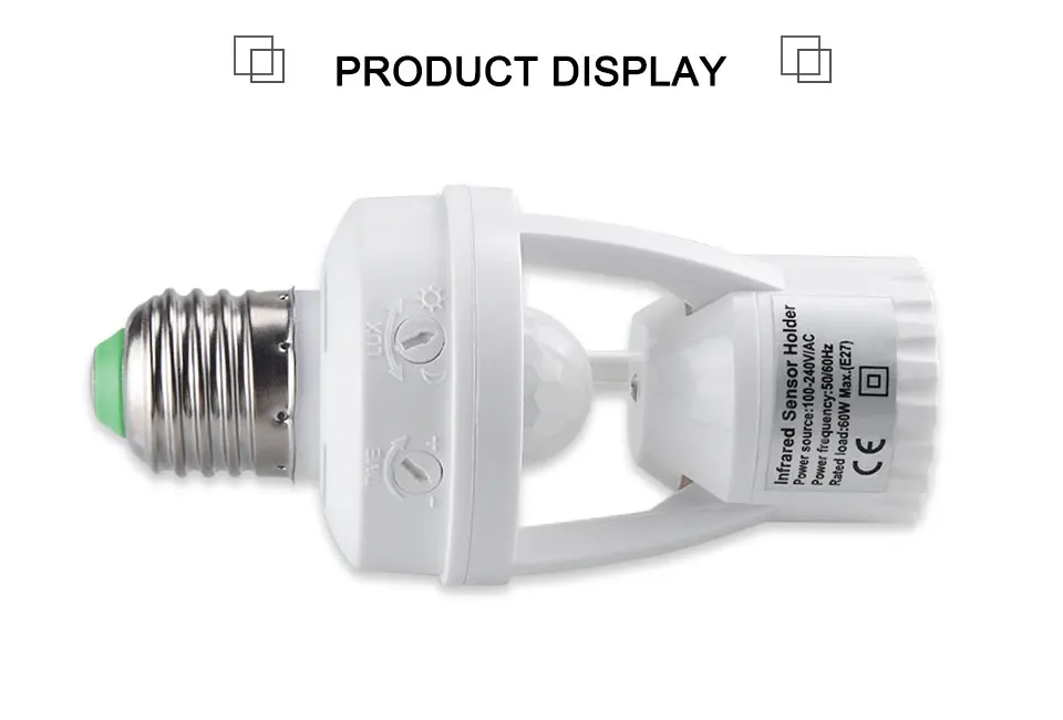 PIR Motion Sensor E27 Lamp Base Holder Infrared Human Body Induction E27 Plug Socket Ceiling LED Light Sensor Switch Accessories (12)