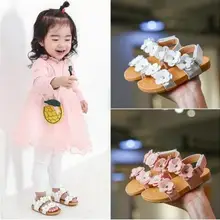 Нескользящие сандалии с цветочным рисунком для маленьких девочек из искусственной кожи высокого качества, летние сандалии в римском стиле, детская повседневная обувь принцессы