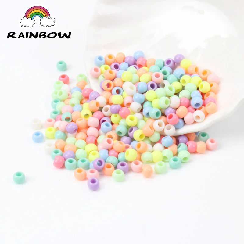 

Mixed Colors Lucky Color charm Beads Cylinder Round Shape Acrylic Spacer Loose Beads Fit Jewelry DIY 6mm 8mm