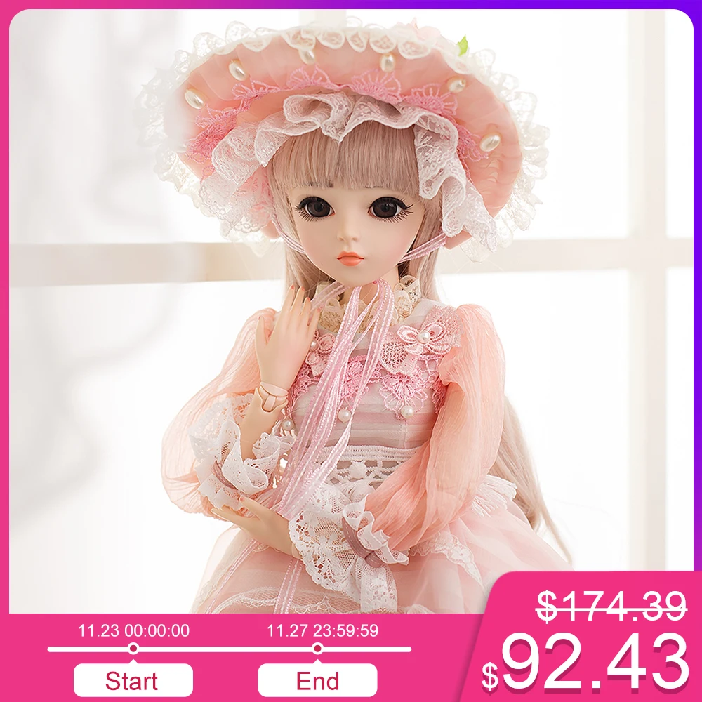 

UCanaan 60CM BJD Dolls New Arrival SD Dolls With Outfit Elegant Dress Wigs Shose Hat Makeup Beautiful Dream Girls Toys KD Dolls