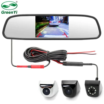 

Waterproof HD 4.3 Inch Car Mirror Monitor With Vehicle Rear View Reverse Backup Camera 2in1 CCTV Parking System + 6M Video Cable