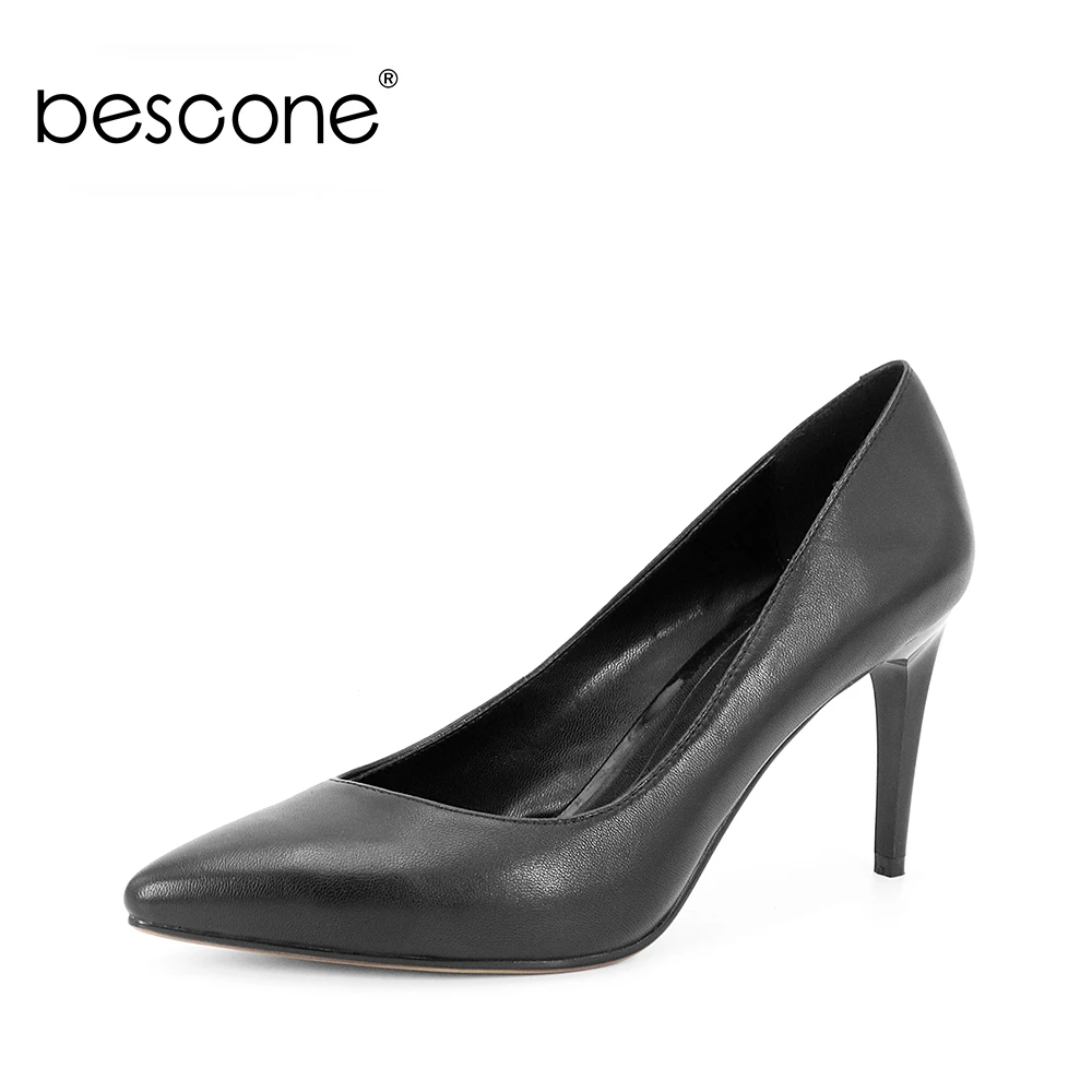 BESCONE New Sexy Pumps 3 Colors 8.5cm Supper High Heels Female Shoes Spring High Quality Genuine Leather Office Party Shoes A68