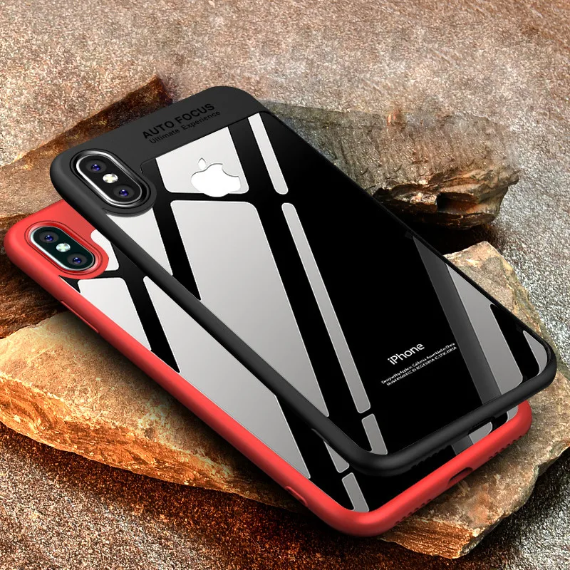 

for iPhone X Case Soft Silicone Frame Hard Transparent Shockproof Back Cover For iPhone 10 Phone Cases ultra- fino suave