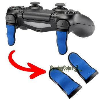 

1 Pair Blue Black Soft Touch Anti-slip L2 R2 Extentded Trigger Buttons Extenders for PS4/ PS4 Pro Slim Controller - JYP4S0024