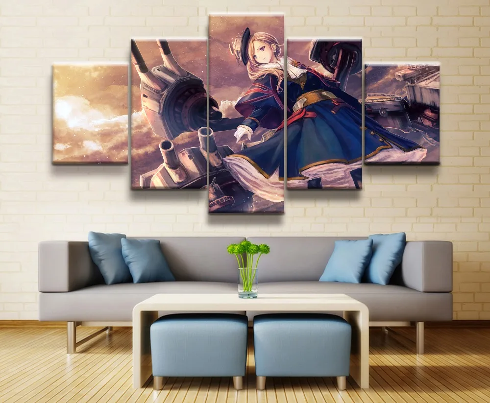 

Battle cruiser Azur Lane Game Painting Wall Art Canvas 5 Piece HD Print Wall Art Canvas Art For Living Room Decor Artwork