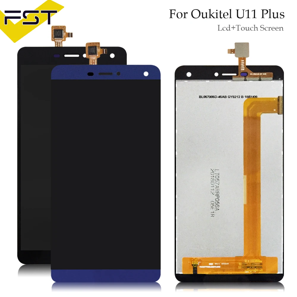 

5.7''Black/Blue For Oukitel U11 Plus LCD Display+Touch Screen Screen Digitizer Assembly Repair Parts+Tools +Adhesive