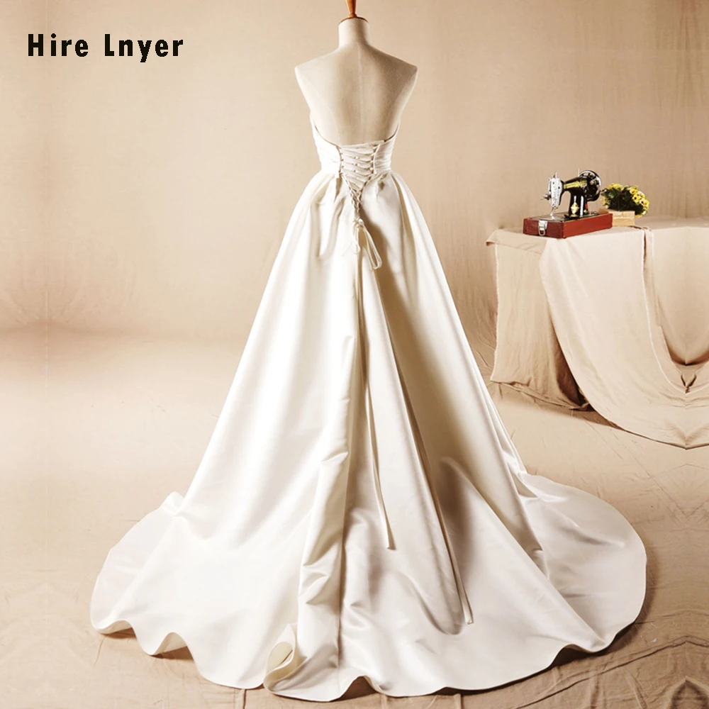 Женское атласное платье футляр HIRE LNYER Vestido Noiva блестящее свадебное с бусинами и