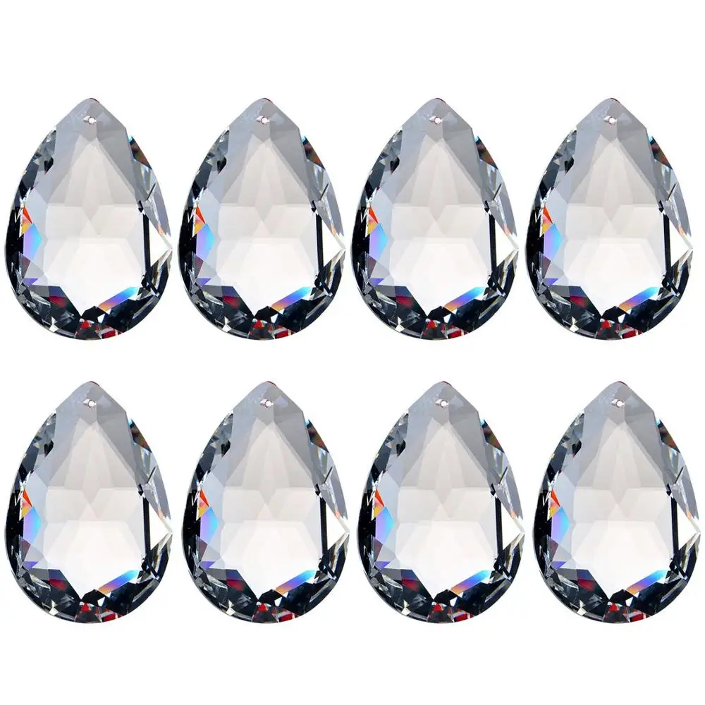 H&D 10pcs 50mm Clear Crystal Faceted Chandelier Prisms Drop Pendants Lamp Candle Holders Parts cut face water drop shape crystal pendant