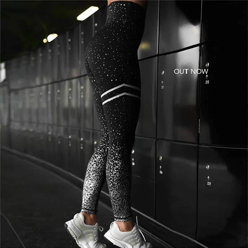 Новые популярные штампованные леггинсы в горошек с принтом высокие спортивные Леггинсы женские спортивные брюки для фитнеса