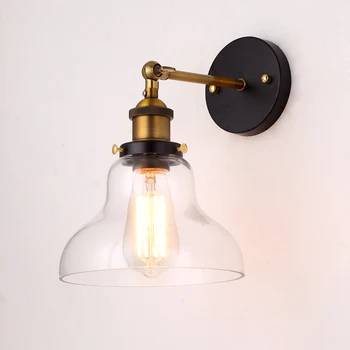 

Loft Glass Wall Lamps Adjustable E27 110V 220V 40W Bedroom Wall Lights Antique Home Decoration Lighting