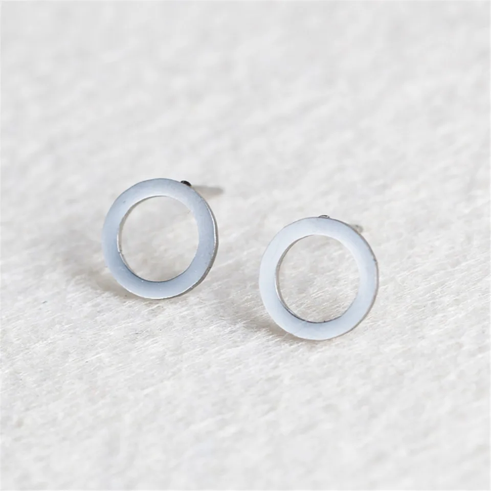 Новые минималистские круглые серьги-гвоздики Модные простые серьги из нержавеющей стали для женщин ювелирные изделия бижутерия brinco boucle d'oreille - Окраска металла: E020811B