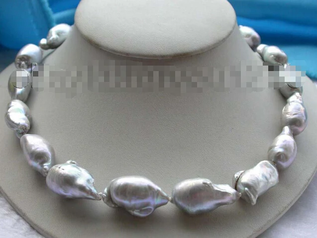 

Free shipping Genuine Natural 31mm Gray Reborn Keshi Pearl Necklace 14k #f1346!
