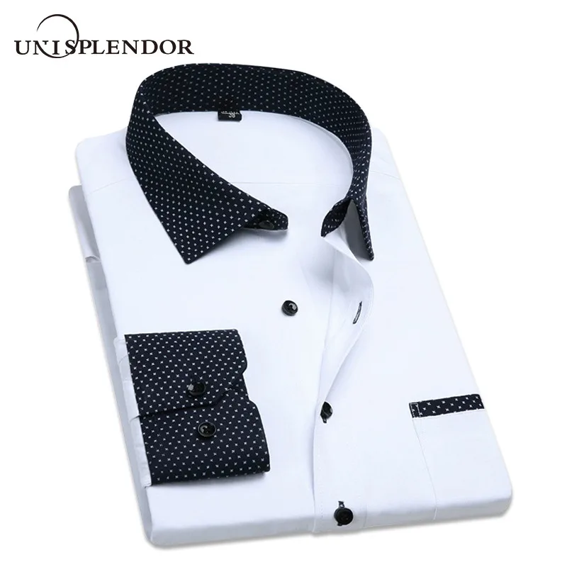 زائد حجم 4XL 2019 لون نقي الرجال اللباس قمصان الذكور قميص نحيف بأكمام طويلة الأزياء الأعمال الملابس العادية للرجل YN264