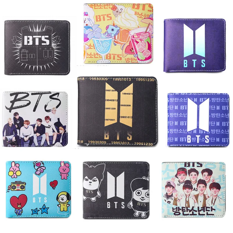 

Fashion cartoon elements BTS PU Leather Wallet Creative Cute BT21 Short Card holder korean new arrivals