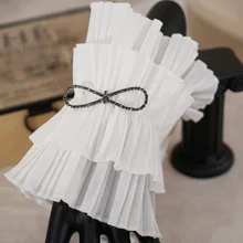 Винтажный женский белый несимметричный плиссированный бант декоративный серо-голубой плиссированный сетчатый хит цвета фиолетовый отдел перспективное украшение