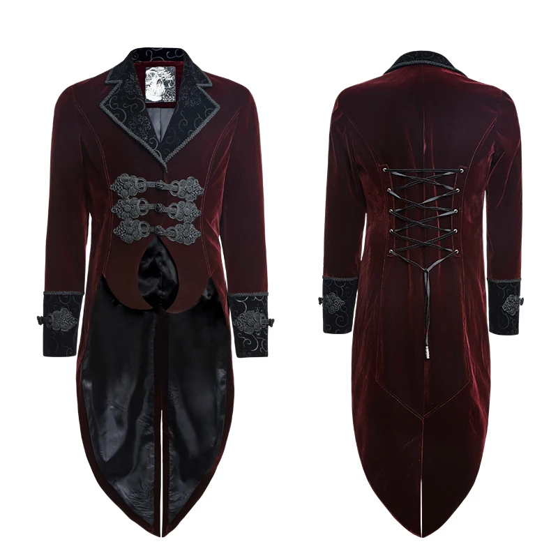 Панк рейв готический вампир красный мужской нежный хвост куртка с ножницами панк Рок вечерние Cospaly для мужчин длинное пальто одежда ветровка