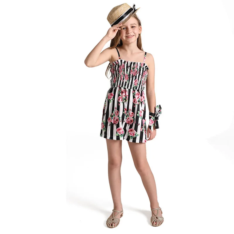 

Rose Flower Sleeveless Girls Jumpsuits size 5 6 7 8 9 10 years Summer Holiday Girls Fashion Clothing 2019