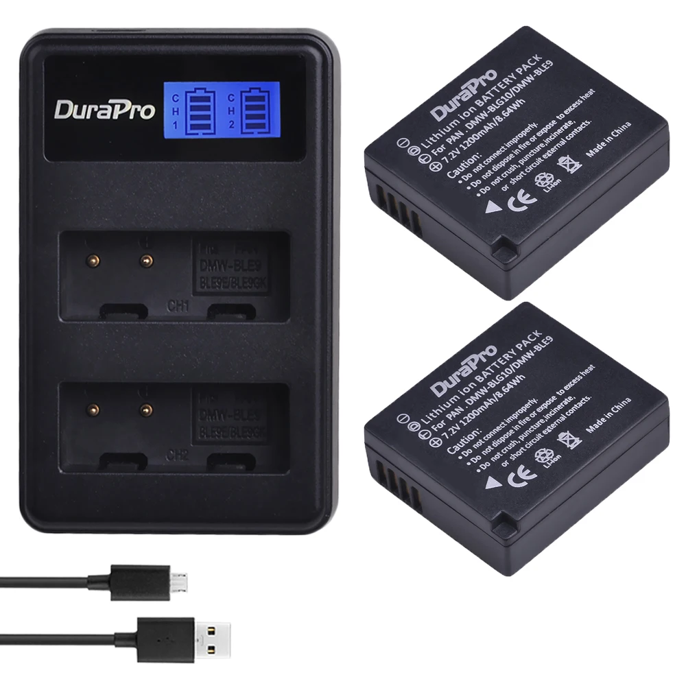 

1200mAh DMW-BLG10 Bateria DMW-BLG10E DMW-BLE9 Battery + LCD Dual Charger for Panasonic LUMIX GF5 GF6 GX7 LX100 GX80 GX85 Camera