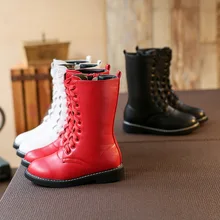 2016 Grandes Filles Automne Bottes High Top Enfants Chaussures Microfibre Coton Coréenne Princesse de Neige Grand Martin Chaussures Enfants Bébé de