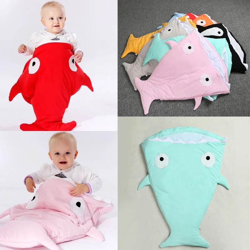 Акула Одеяло Мультфильм Акула sleepingbag коляска зима мешок пеленать Обёрточная бумага Постельные принадлежности новорожденного конверт baby