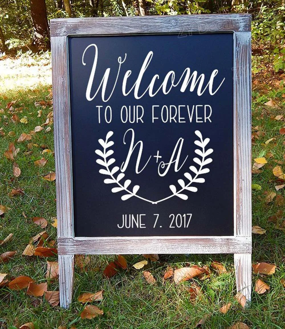 Simple Rustic Wedding Wood Decor Decals Romantic Forever Vinyl