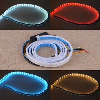 

Universal 47" RGB 12V Edge Brake Turn Signal Flow Floating LED Car Trunk Sliding Rear Light Lamp Dynamic Streamer Strip Tailgate