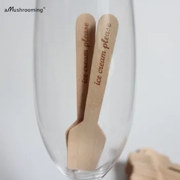 

Personalized Ice Cream Spoons Mini Spoons Ice Cream Decorative Spoons Engraved Name Date Wood Utensils for Wedding Party Decor