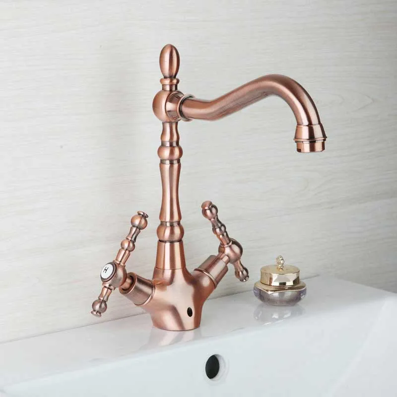 torneira vintage de cobre escovado com rotação de 360 °, pia com misturador