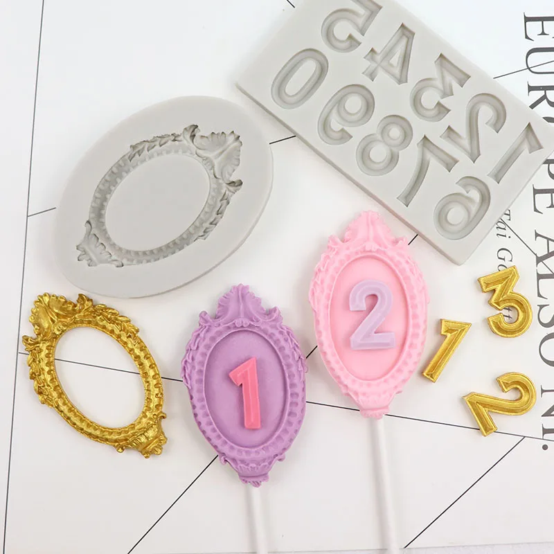 

Vintage Frame Plaque Birthday Number Mold Alphabet Fondant Cake Silicone Mold Chocolate Moulds Wilton Baking Tools Kitchen