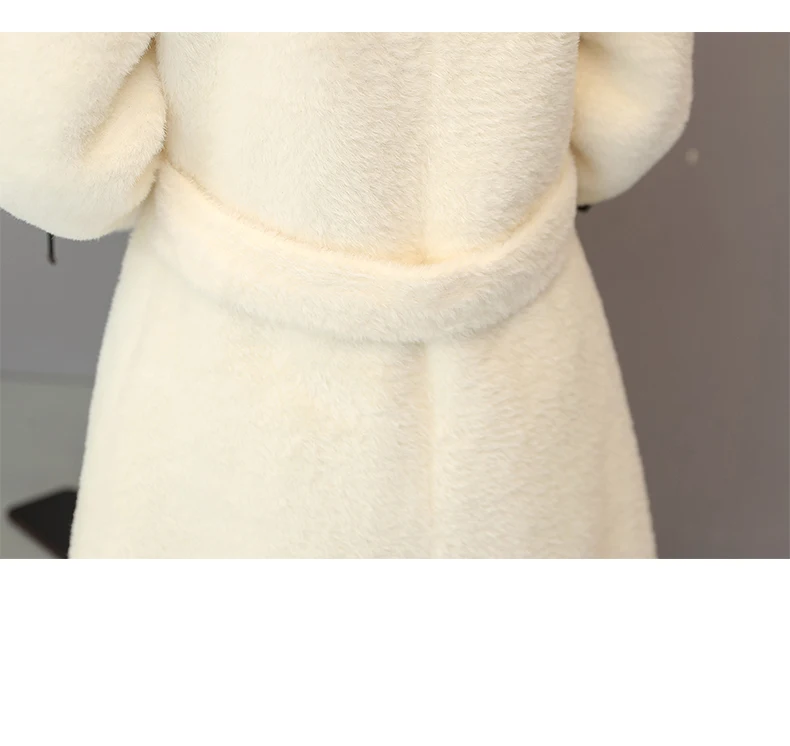 HANZANGL новая имитация норки пальто 2018 зима Для женщин отложной воротник с длинным рукавом шерстяное пальто, верхняя одежда