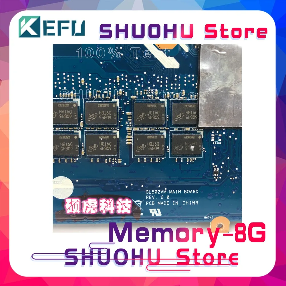  KEFU ROG Strix S5VS For ASUS ROG GL502VM laptop motherboard GL502VML I7-6700HQ Memoyr 8g tested 100