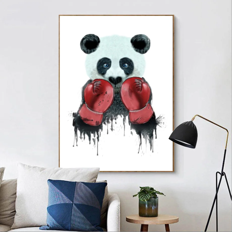 

Animals Panda Boxing Wall Art Canvas Painting Nordic Posters And Prints Canvas Prints Decoration Pictures For Living Room Decor