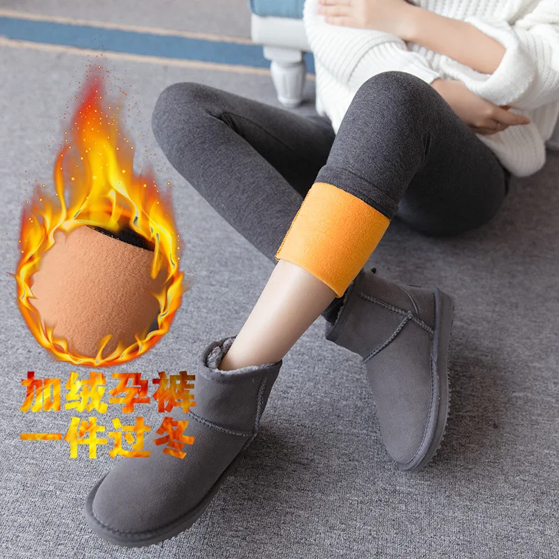 

Thicken Golden Velvet Maternity Pants Winter Warm Soft Skinny Pants Clothes for Pregnant Women Pregnancy Belly Trousers