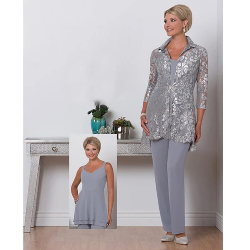 silver pantsuit plus size