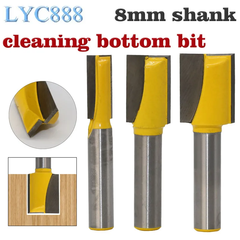

1pc 8mm Shank Engraving Bottom Cleaning Router Bit CNC Milling Cutter Endmill For Wood Solid Carbide Woodworking Cutting Tools