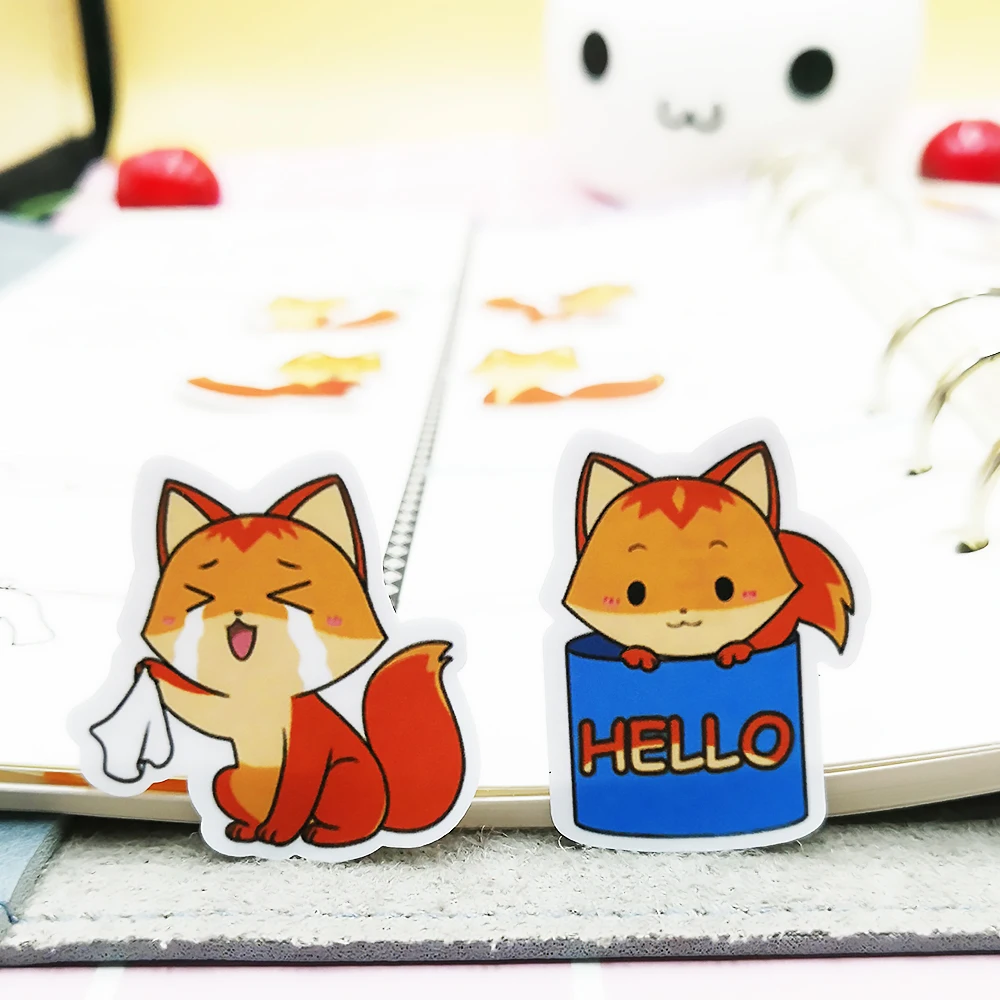

20/40pcs Cartoon Cute Baby Fox Sticker Diary Sticker Scrapbook Decoration PVC Stationery Sticker Random Not Repeat