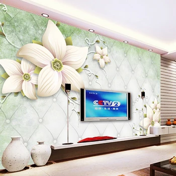 

3D Stereo Soft Pack Hand Painted Flowers Mural Modern Simple Living Room Sofa TV Backdrop Wall Photo Wallpapers Papel De Parede