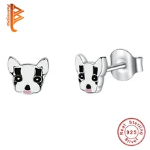 BELAWANG Стерлинговое Серебро 925 пробы французские серьги с бульдогом для женщин девушек Лояльных Партнеров собака животных маленькие серьги-гвоздики ювелирные изделия
