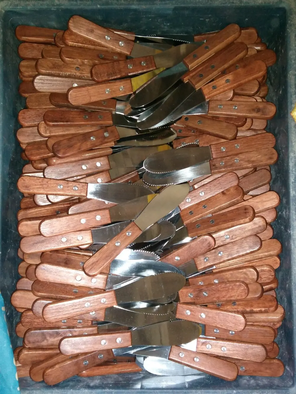 Serrated Butter Spreader with wood handle, cheese sandwich spreader