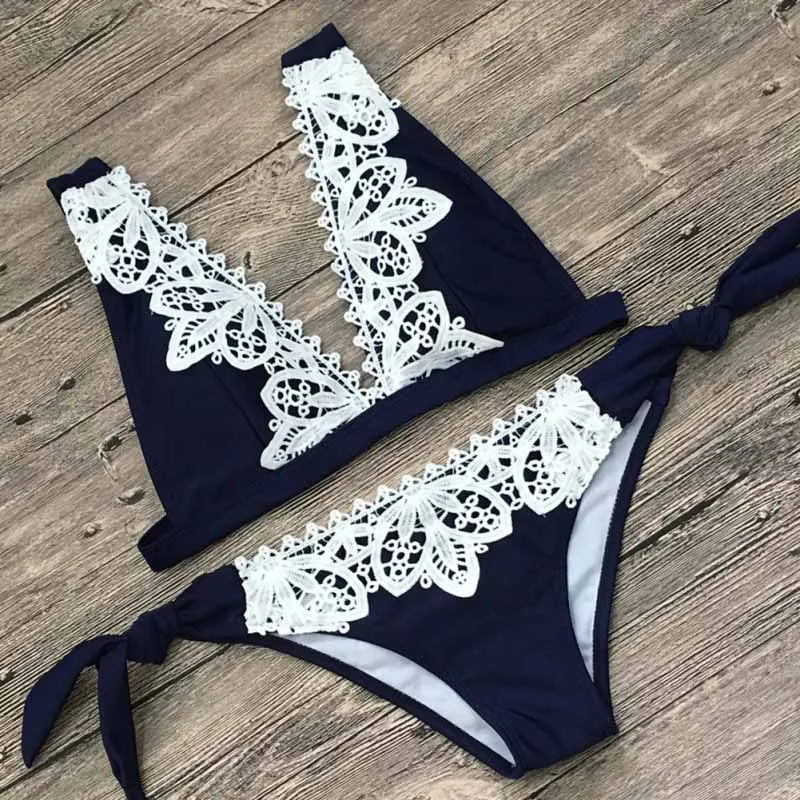 

Two Pieces Women Floral Push-up Padded Bra Bandage Bikini Set Triangle Swimsuit Triangle Swimwear Bathing Suit Beachwear