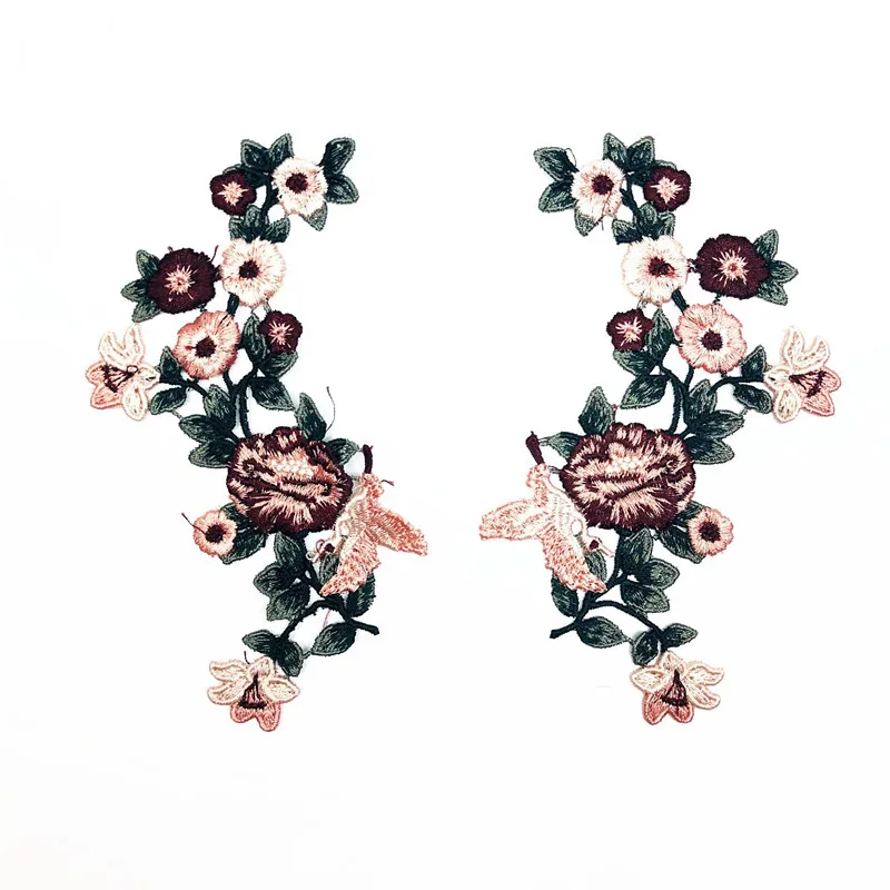 

Plum Flower Blossom Bird Applique Embroidery Patch Embroidered Floral Lace Neckline Neck Collar Trim Clothes Sewing fabric