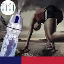 

2018 New Large Capacity 500ml Outdoor travel sport bottle double layer isolated mist spray Kettle ice cold drink water bottle