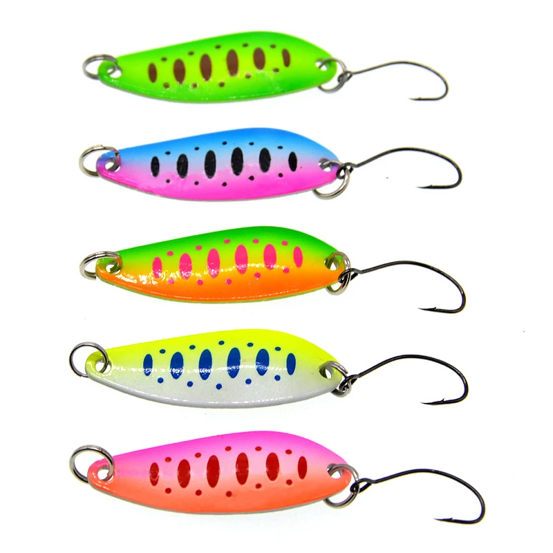 5pcs/Set 5g Sequin Bait Sinking Hard Fishing Lures Colored Willow  Leaves with Single Hook Fishing Tackle