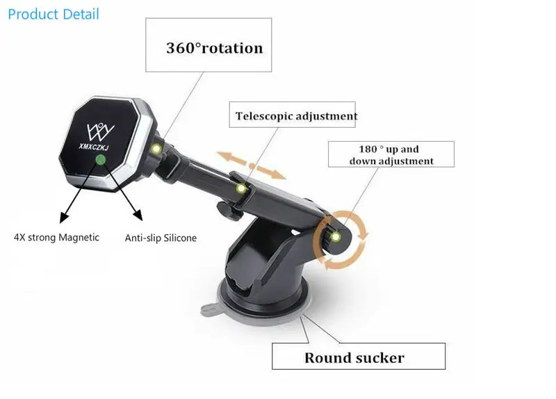 XMXCZKJ Универсальный Сплошной серии телескопический магнитный автомобильный держатель подставка для мобильного телефона 360 вращение для мобильного телефона